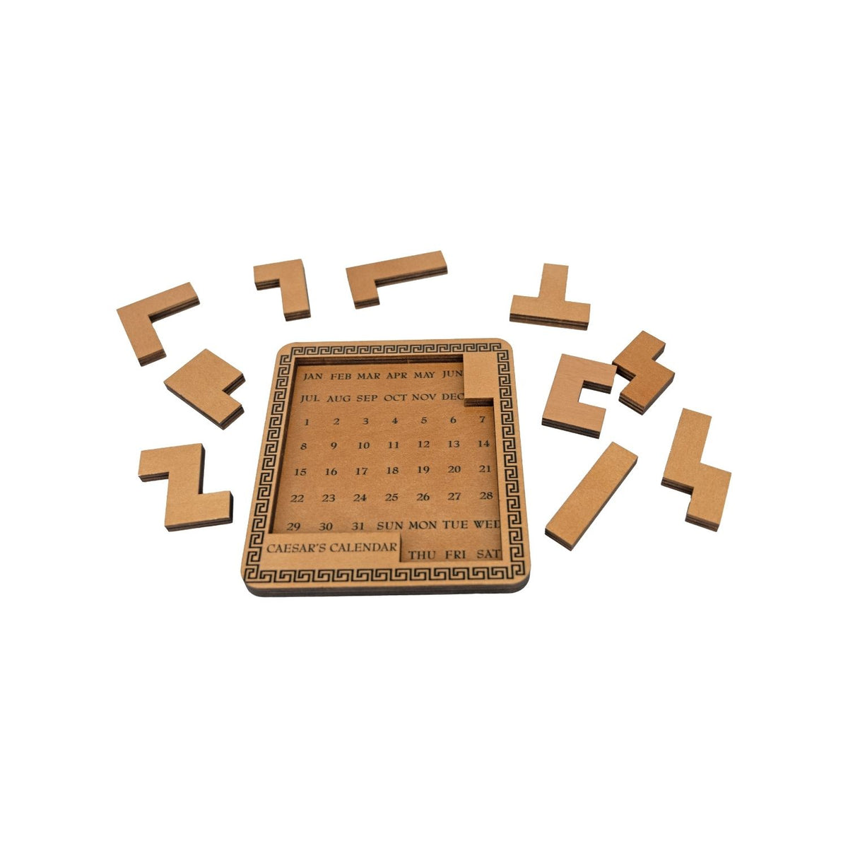 Inspired by the Julian calendar, this Roman history puzzle for ages eight and up requires you to fit pieces to display the date. Level four difficulty