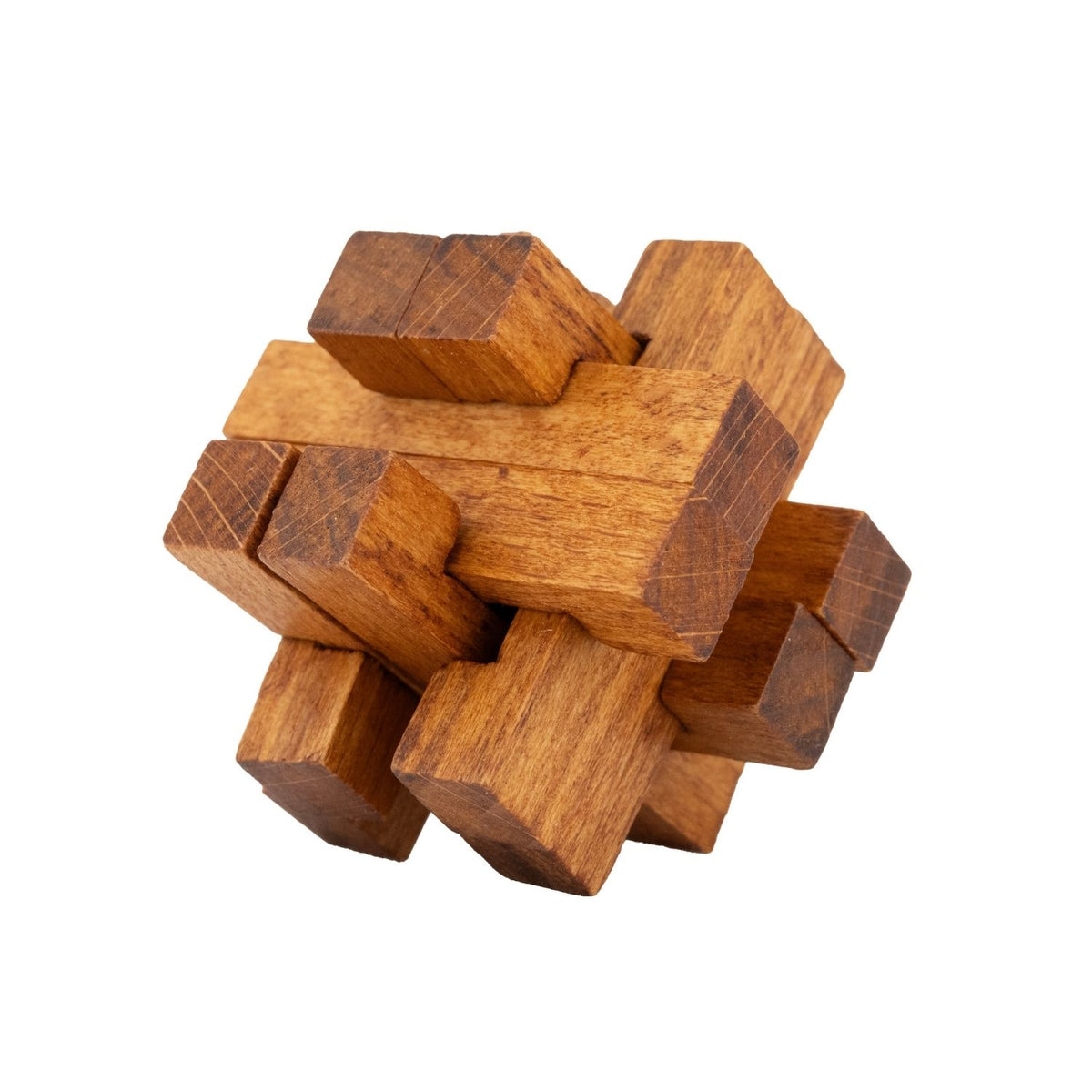 Wooden interlocking puzzle called Roman Vault: Take apart and reconstruct this intricate ancient-inspired puzzle.