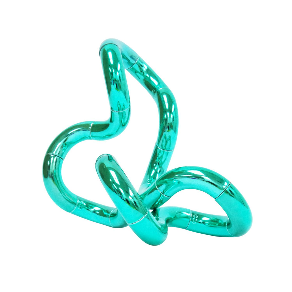 The Metallic Emerald Tangle displayed on a white background, showcasing its rich, deep green chrome finish that mimics precious gemstone tones with a flawless reflective layer.