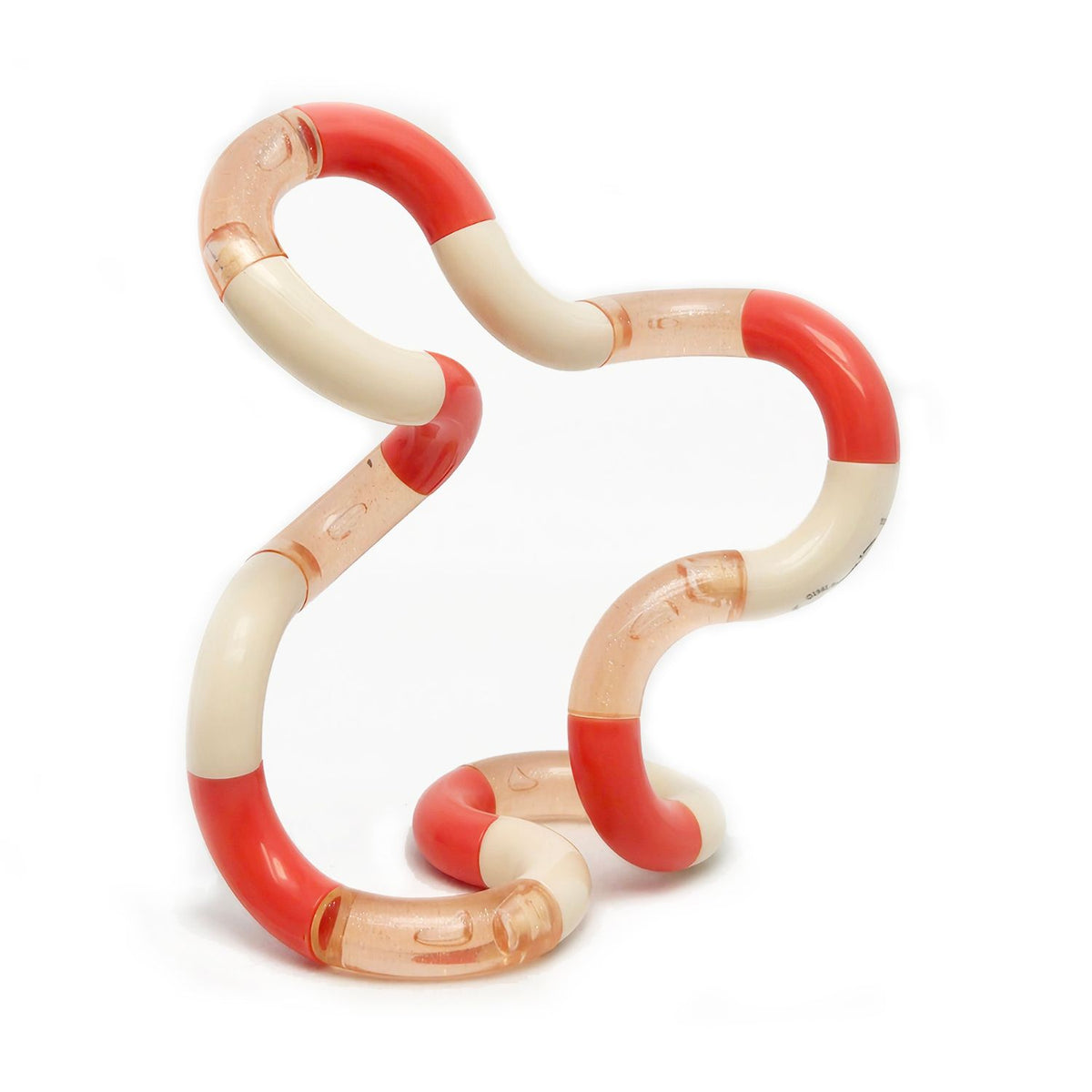 The Peach Tangle Classic displayed on a white background, showcasing a warm, calming palette of soft apricot orange glitter, bright orange red and smooth cream-colored segments.