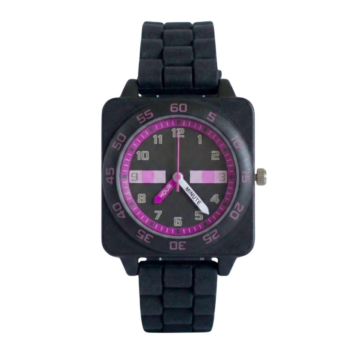 Minecraft Enderman kids time teacher watch with labelled hour and minute hands, black strap and easy read analogue dial. A brilliant educational gift for kids, helping build confidence while learning an essential life skill.
