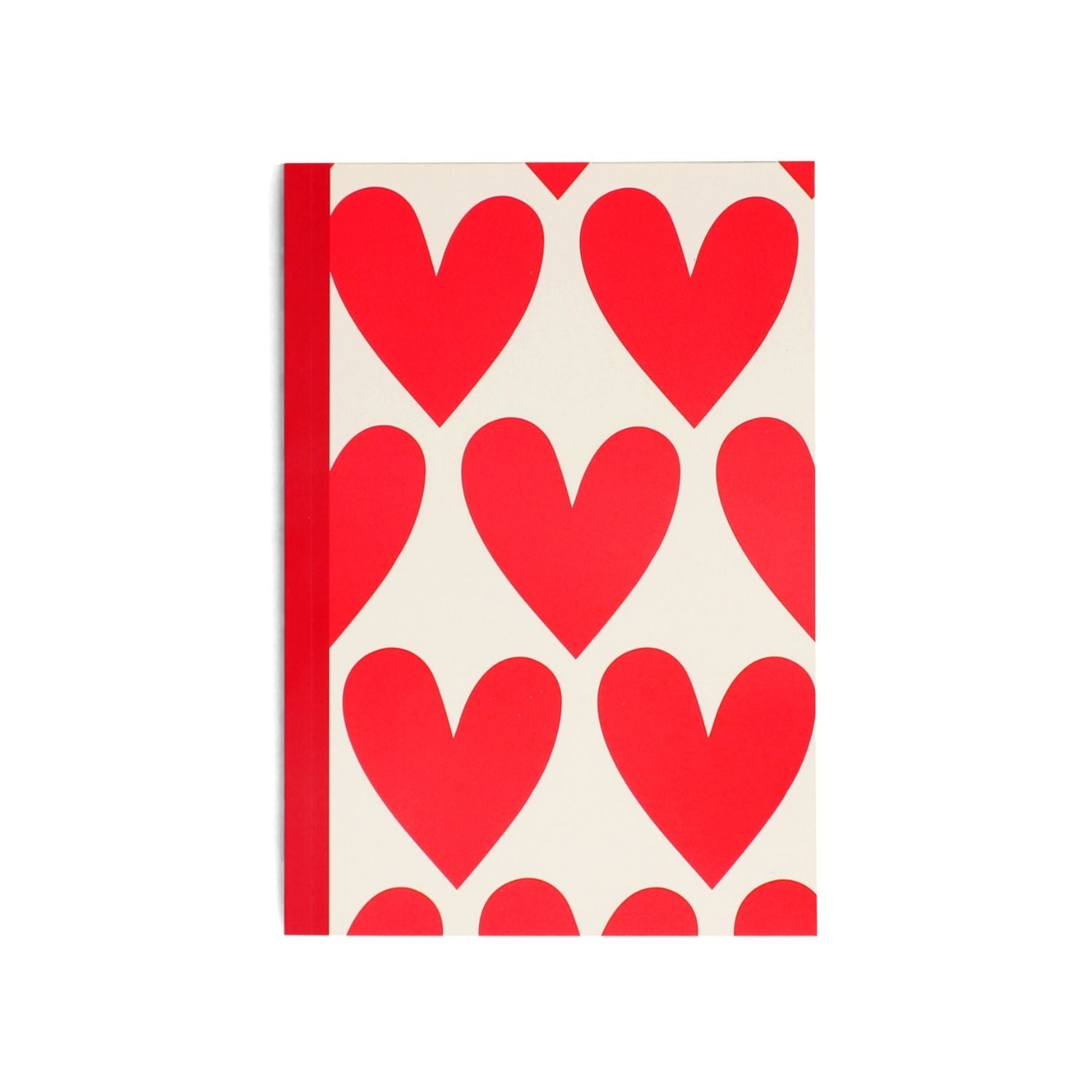 A5 Notebook with red hearts print