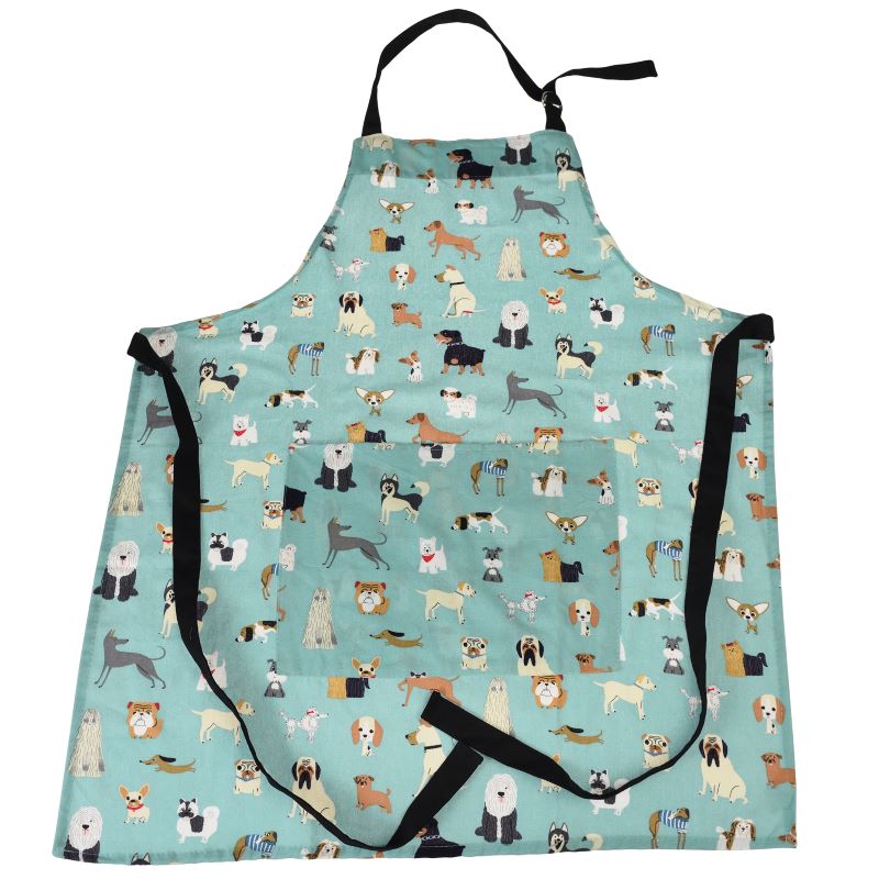 Kitchen Apron laid out with blue colour with cartoon dogs print 